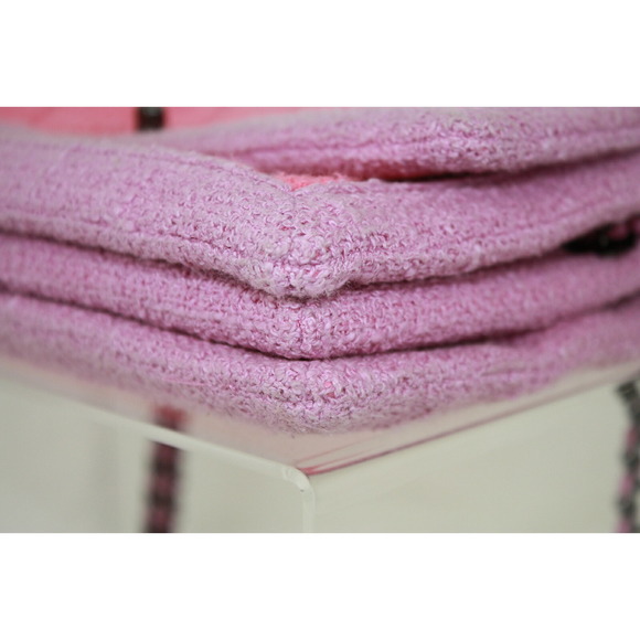 Chanel Chain Shoulder Tweed Trim Bag Pink Purple - Picture 4 of 10